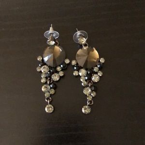 Grey, black, and silver prom/pageant earrings
